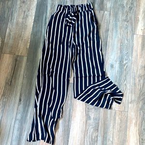 Blue and White Striped Pants